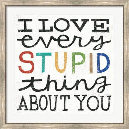 Framed I Love Every Stupid Thing About You Print