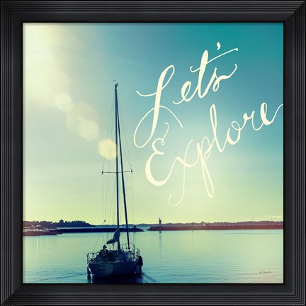 Framed Coastline Sailboat Explore v.2 Print