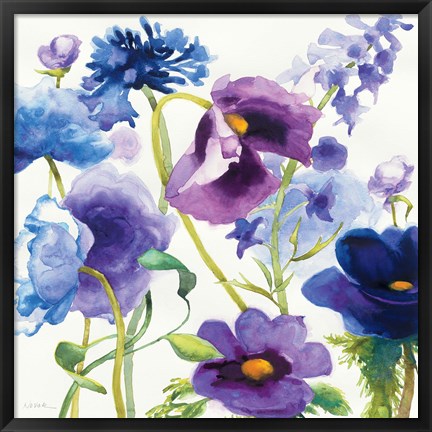 Framed Blue and Purple Mixed Garden I Print