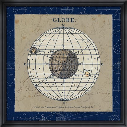 Framed Globe Blue Print
