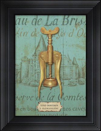 Framed Antique Corkscrew III Blue Print