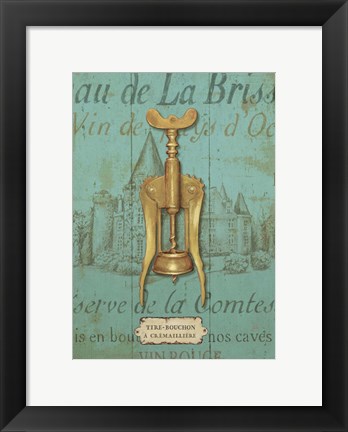 Framed Antique Corkscrew III Blue Print