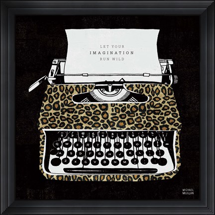 Framed Analog Jungle Typewriter Print