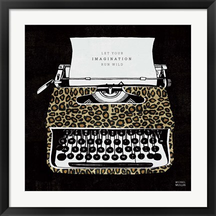 Framed Analog Jungle Typewriter Print