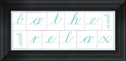 Framed Bathe Relax Blue Print