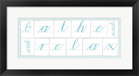 Framed Bathe Relax Blue Print