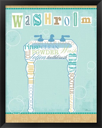 Framed Bathroom Words Sink II Print