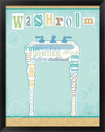 Framed Bathroom Words Sink II Print