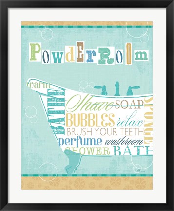 Framed Bathroom Words Tub I Print