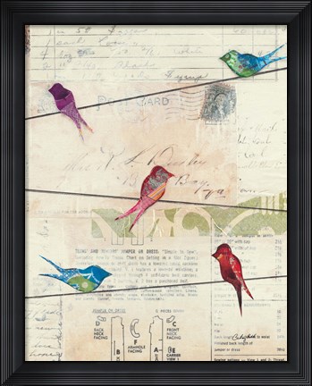 Framed Birds on a Wire no Border Print
