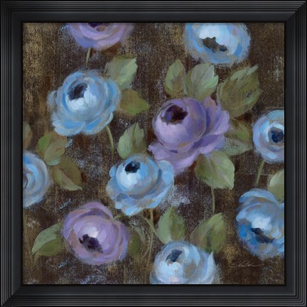 Framed Blue Damask II Print
