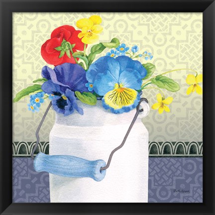 Framed Blue Pansy III no Border Print