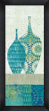 Framed Blue Spice Stripe Panel I Print