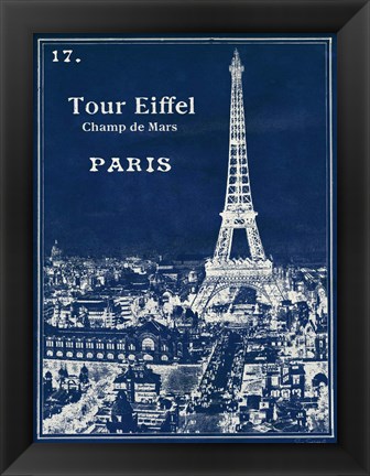 Framed Blueprint Eiffel Tower Print