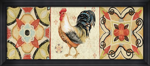 Framed Bohemian Rooster Panel I Print
