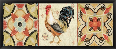 Framed Bohemian Rooster Panel I Print