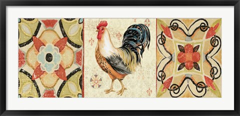 Framed Bohemian Rooster Panel I Print