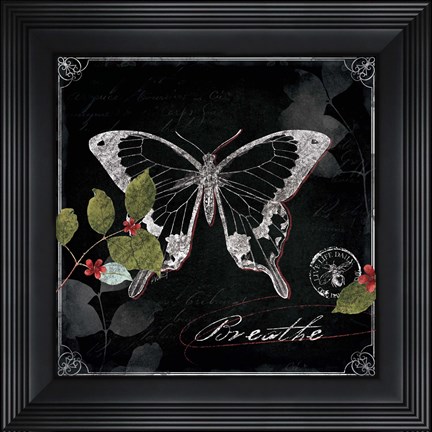 Framed Chalkboard Wings I Print