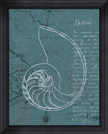 Framed Coastal Blueprint V Dark Print