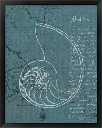 Framed Coastal Blueprint V Dark Print