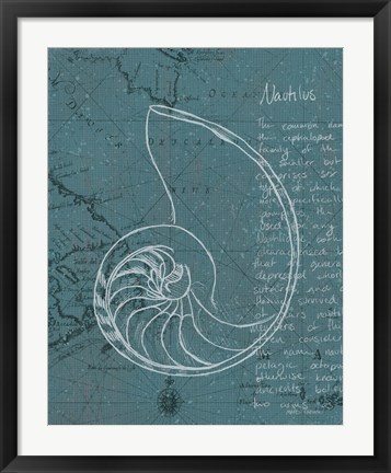 Framed Coastal Blueprint V Dark Print