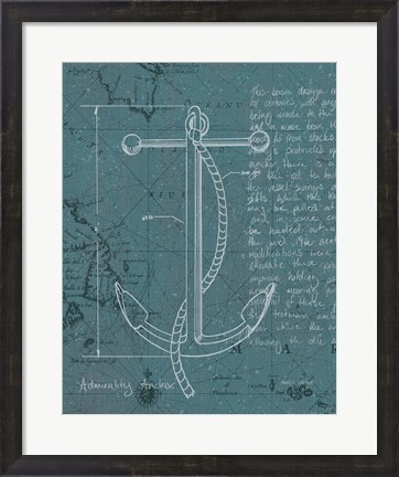 Framed Coastal Blueprint VIII Dark Print