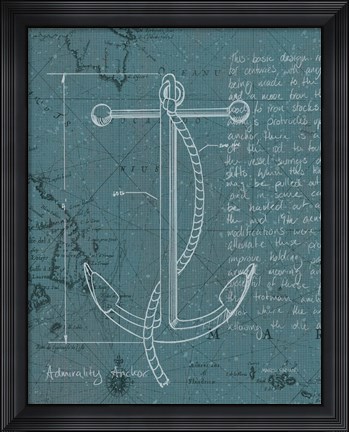 Framed Coastal Blueprint VIII Dark Print
