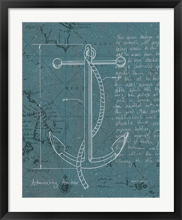 Framed Coastal Blueprint VIII Dark Print