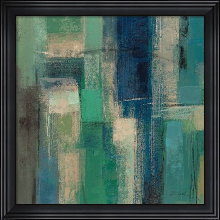 Framed Emerald Fields Square I Print