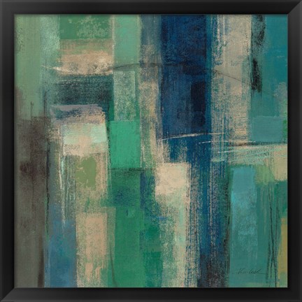 Framed Emerald Fields Square I Print