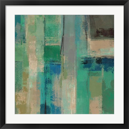 Framed Emerald Fields Square II Print