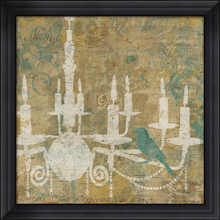 Framed Faded Ornate I Aqua Print