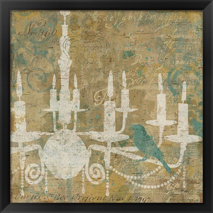 Framed Faded Ornate I Aqua Print