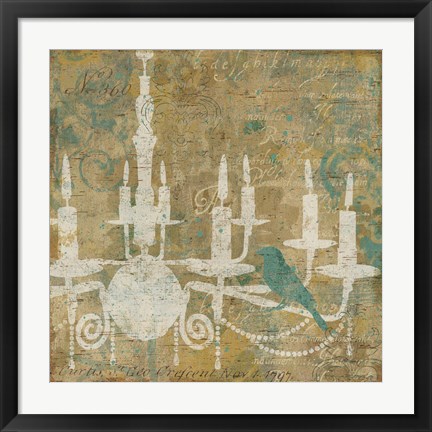 Framed Faded Ornate I Aqua Print