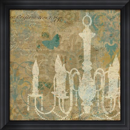 Framed Faded Ornate II Aqua Print