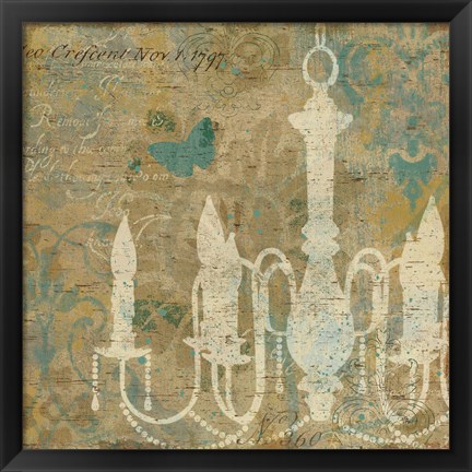 Framed Faded Ornate II Aqua Print