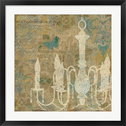 Framed Faded Ornate II Aqua Print