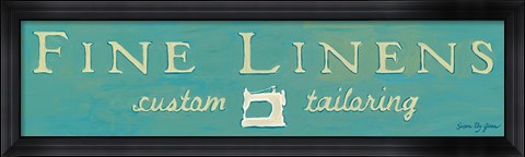 Framed Fine Linens Turquoise Print