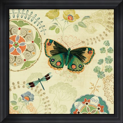 Framed Folk Floral II Print