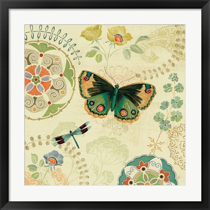 Framed Folk Floral II Print