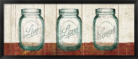 Framed Flea Market Mason Jars Panel II Table Print