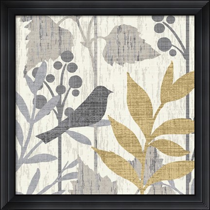 Framed Garden Leaves Square V Print