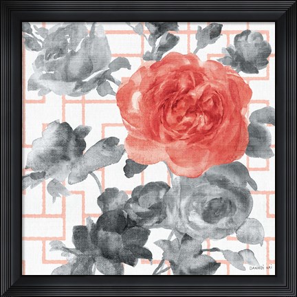 Framed Geometric Watercolor Floral I Print