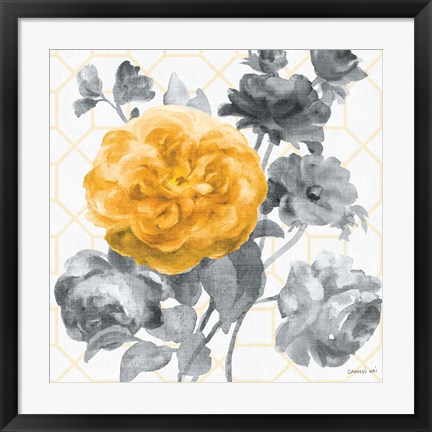 Framed Geometric Watercolor Floral II Print