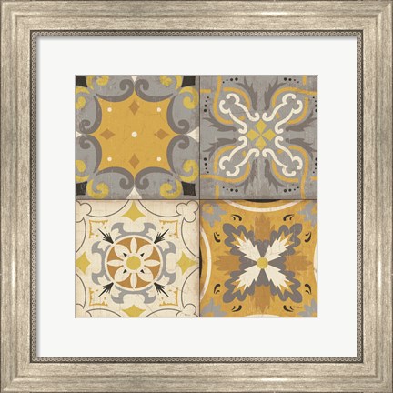 Framed Gray Glow Square 4 Up Print