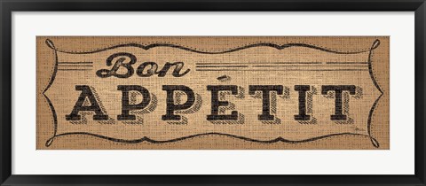 Framed La Cuisine Burlap I Print