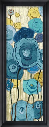 Framed Lemongrass in Blue Panel I Print
