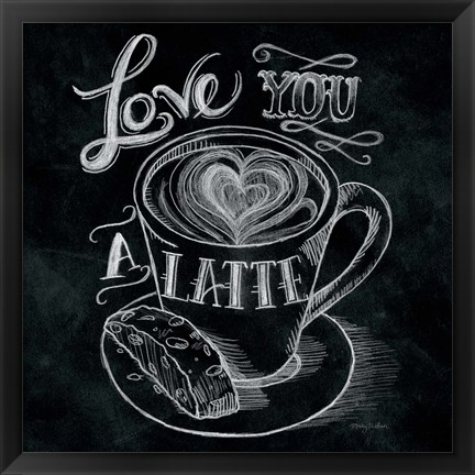 Framed Love You a Latte  No Border Square Print