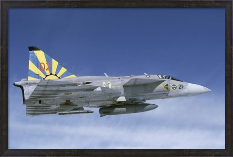 Framed Saab JA 37 fighter of the Swedish Air Force Print