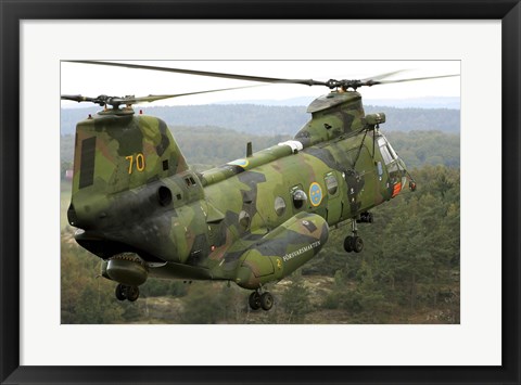 Framed CH-46 Sea Knight helicopter of the Swedish Air Force Print
